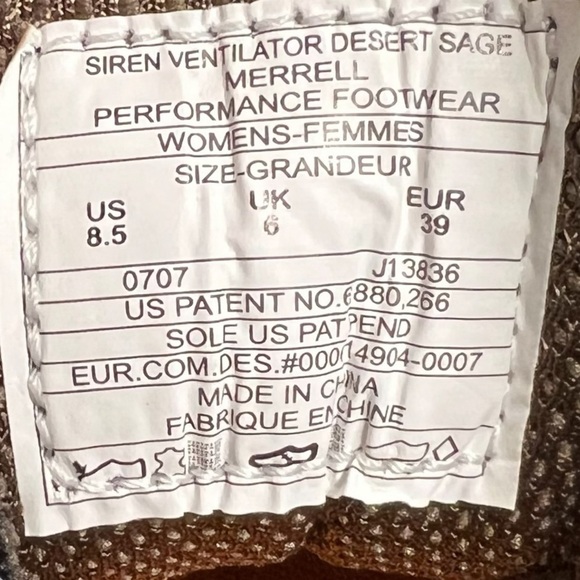 🌻Merrell Siren Ventilator  Desert Sage Hiking Shoes Women's Size 8.5 - Picture 9 of 9